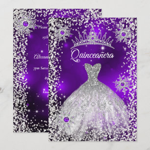 Quinceanera Tiara Dress paarse winter Snowflake Kaart