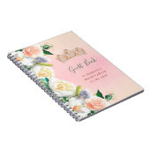 Quinceanera tiara floreert witte perzik Guest Book Notitieboek (Rechterzijde)