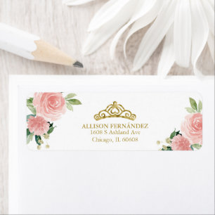 Quinceanera Tiara Gold Blush Rose Floral Étiquette