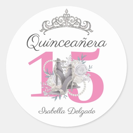 Quinceanera Tiara High Heels Sticker (Voorkant)