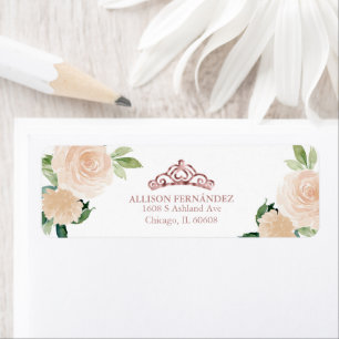 Quinceanera Tiara Roos Gold Blush Pink Etiket