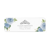 Quinceanera Tiara Silver Blue Floral Étiquette (Devant)