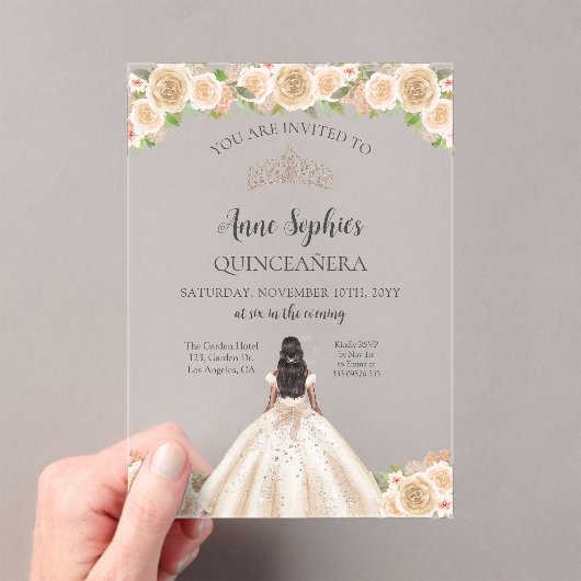 Quinceañera Tiara transparante uitnodiging Acryl Uitnodigingen (Insitu (Draagbaar))