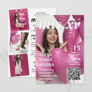 Quinceanera Tijdschrift Elegante Moderne Foto QR C Kaart
