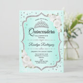 Quinceanera - Turquoise Silver Kaart (Staand voorkant)