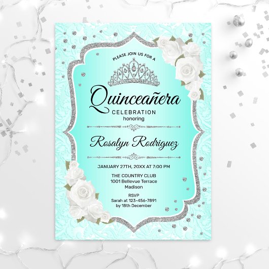 Quinceanera - Turquoise Silver Kaart
