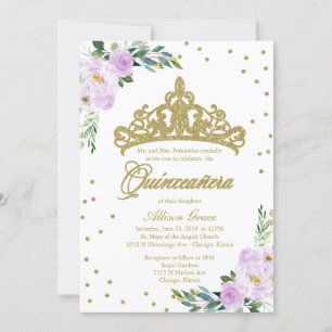 Quinceanera Uitnodiging Bilingual Tiara Lila