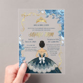 Quinceanera Uitnodiging Emerald Blue Jurk Acryl Acryl Uitnodigingen (Insitu (Draagbaar))