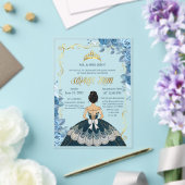 Quinceanera Uitnodiging Emerald Blue Jurk Acryl Acryl Uitnodigingen (Insitu (Huwelijk))