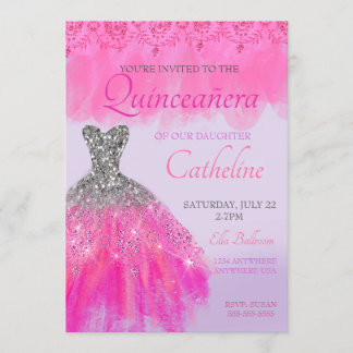 Quinceanera Uitnodiging fuscia15e verjaardag