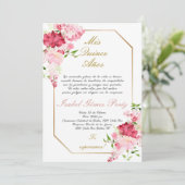 Quinceanera uitnodiging in het Spaans (Staand voorkant)