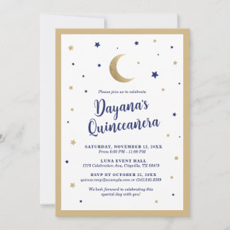 Quinceanera Uitnodiging Maan en Sterren