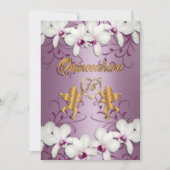 Quinceanera Uitnodiging satijn witte orchideeën (Voorkant)
