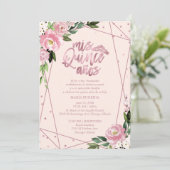 Quinceanera Uitnodiging Spaans Blush Roos Goud (Staand voorkant)