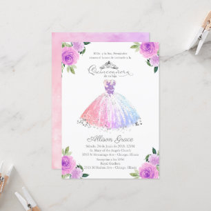 Quinceanera uitnodiging Spaanse pastel kleuren jur