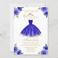 Quinceanera Uitnodiging Tweetalig Koninklijk Blauw