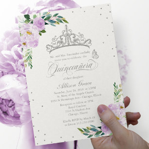 Quinceanera-uitnodiging tweetalig Tiara Lila