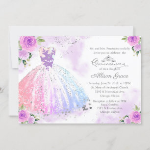Quinceanera uitnodiging tweetalige pastelkleuren