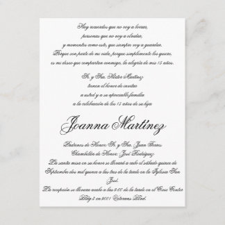 Quinceanera Uitnodigingen in het Spaans 4.25 x 5.5