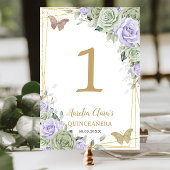 Quinceañera Verjaardag Salie Groen Paarse Roos Blo Kaart