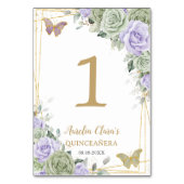 Quinceañera Verjaardag Salie Groen Paarse Roos Blo Kaart (Achterkant)