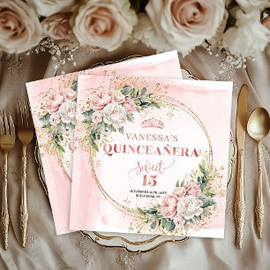 Quinceañera Verjaardag Servetten met Roze Gouden B