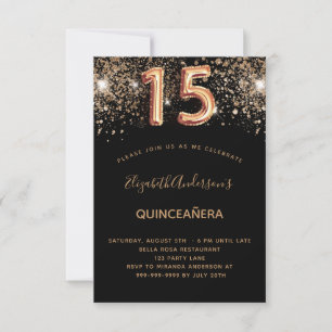 Quinceanera verjaardag zwarte goudglitter