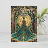Quinceanera Verjaardagsfeest Exotisch Blauwgroen R Kaart (Staand voorkant)