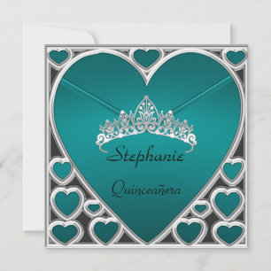 Quinceañera Verjaardagsfeest Teal Kaart