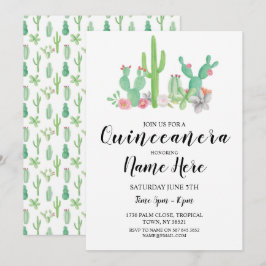 Quinceañera verjaardagsfeestje Cactus Cacti Uitnod Kaart