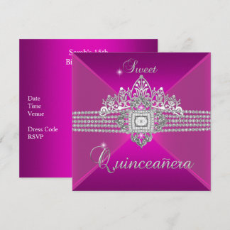 Quinceanera-verjaardagsfeestje Hot Pink Kaart
