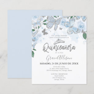 Quinceanera Vlinder Budget Uitnodiging - Spaans