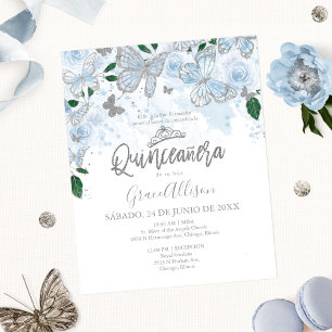 Quinceanera Vlinder Budget Uitnodiging Spaans