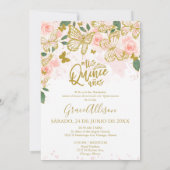 Quinceanera vlinder uitnodiging tweetalig (Achterkant)