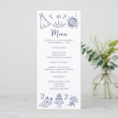 Quinceanera Vlinders Bloemen Modern Blauw Wit Menu (Staand voorkant)