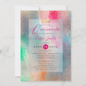 Quinceanera Waterverf Iridescent Brusstrokes Kaart (Achterkant)