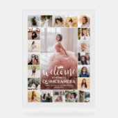 Quinceañera Welkom Fotocollage 15e verjaardag Acryl Bord (Voorkant)