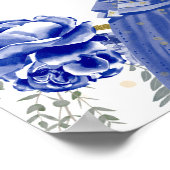 Quinceanera Welkomstbord Royal Blue Dress Floral Poster (Hoek)