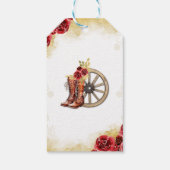 Quinceañera Western rood goud Charra bloemlaarzen Cadeaulabel (Achterkant)