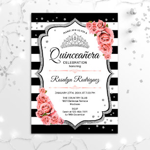 Quinceanera - White Black Blush Pink Kaart