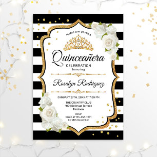 Quinceanera - White Black Gold Kaart