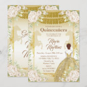 Quinceanera White en Gold Mexican Birthday Kaart (Voorkant / Achterkant)