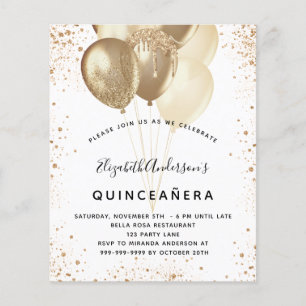 Quinceanera white glitter ballonnen budget flyer
