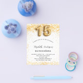Quinceanera White gold glitter budget uitnodiging Flyer (Enkel)
