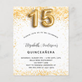 Quinceanera White gold glitter budget uitnodiging Flyer (Voorkant)
