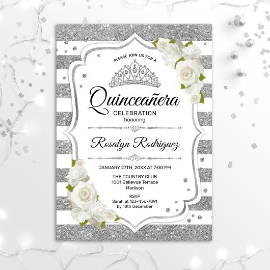 Quinceanera - White Silver Kaart