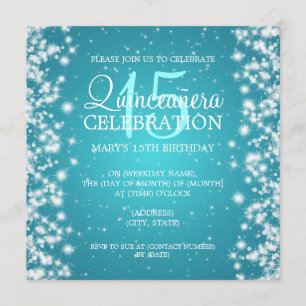 Quinceañera Winter Sparkle 2 Turquoise Kaart