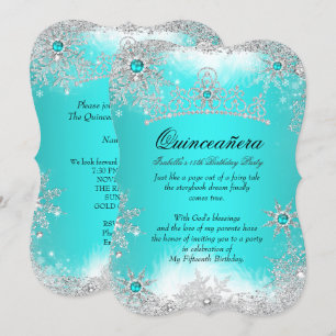 Quinceanera Winter Wonderland Aqua White Snow Kaart