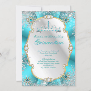Quinceanera Winter Wonderland Blauwgroen Gold Silv Kaart
