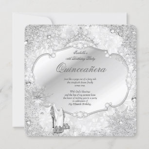 Quinceanera Winter Wonderland Silver Snowflake A Kaart